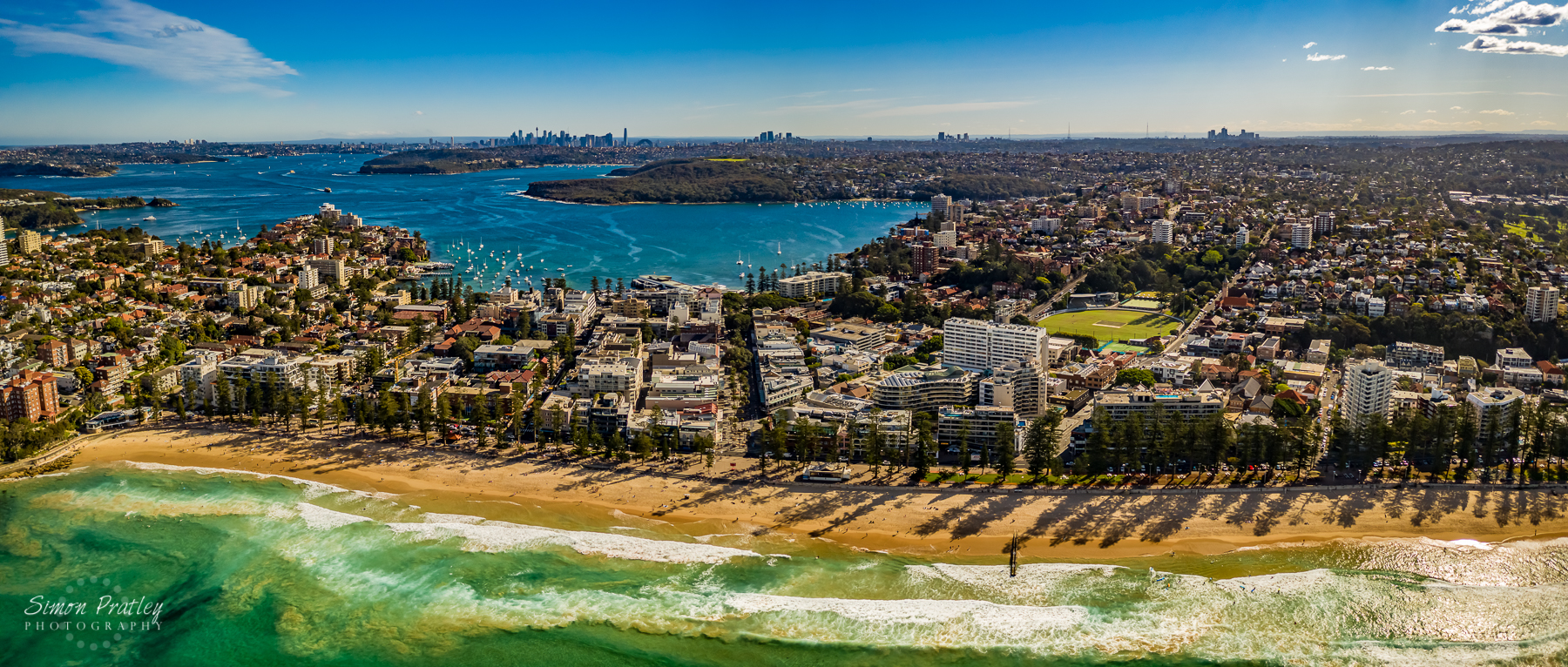 Panoramic of Manly Beach at Low Tide